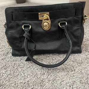 Authentic Michael Kors Black Leather with Gold Hardware Should Purse